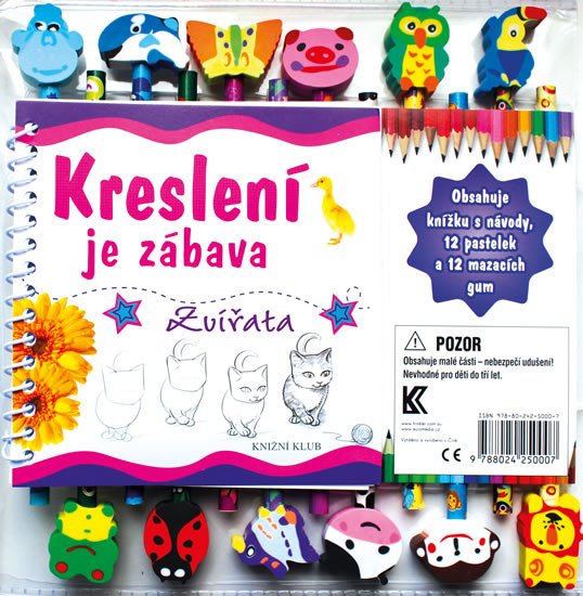 KRESLENÍ JE ZÁBAVA - ZVÍŘATA (+ PASTELKY S GUMOU)