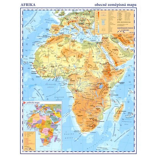 AFRIKA-OBECNĚ ZEMĚPISNÁ MAPA/OBRYSOVÁ MAPA