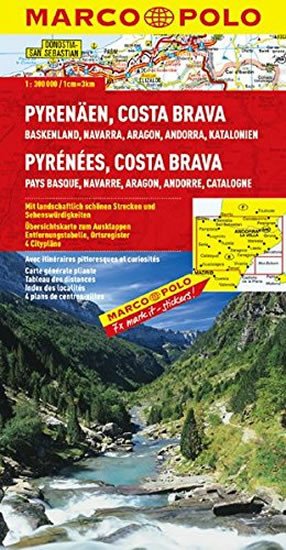 PYRENEJE, COSTA BRAVA AUTOMAPA 1:300 000