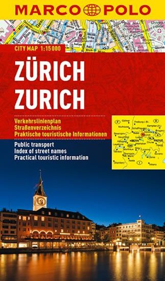 ZÜRICH 1:15 000 PLÁN MĚSTA LAMINO