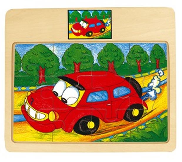 PUZZLE ZE DŘEVA AUTO /12 DÍLŮ/