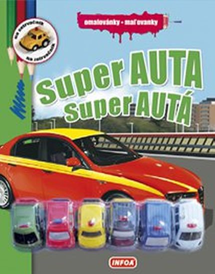 SUPER AUTA - OMALOVÁNKY + 6 HRAČEK