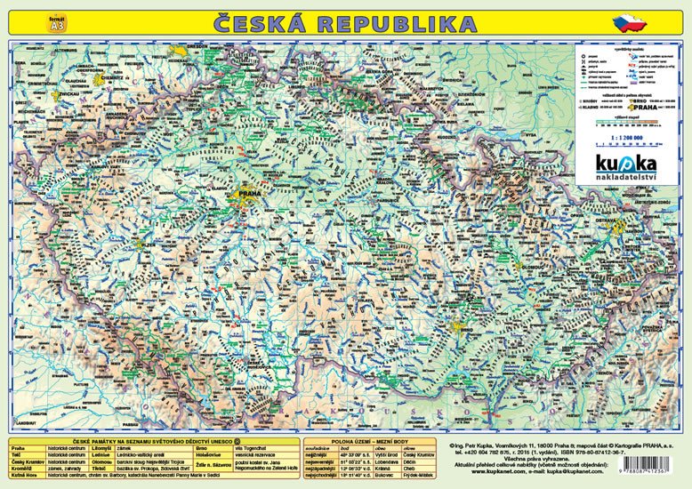 ČESKÁ REPUBLIKA MAPA A3 LAMINO