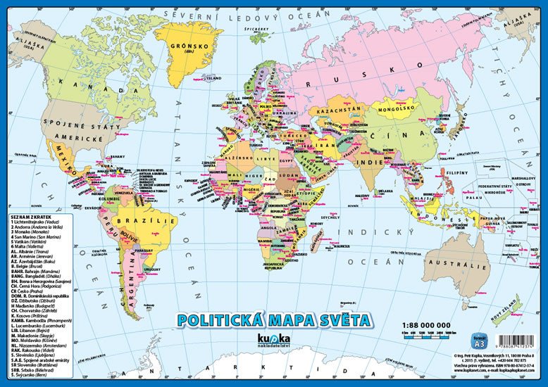 POLITICKÁ MAPA SVĚTA A3