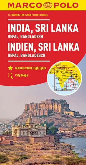 INDIE, SRI LANKA, NEPÁL 1:2,5MIL. MAPA (ZOOMSYSTEM)