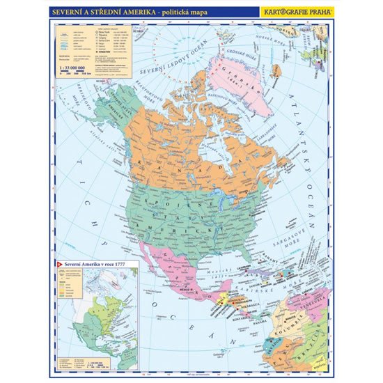 SEVERNÍ A STŘEDNÍ AMERIKA-POLITICKÁ MAPA/OBRYSOVÁ MAPA