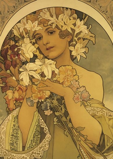 POHLED ALFONS MUCHA FLOWER KRÁTKÝ