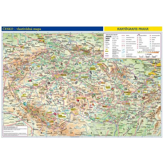 ČESKO 1:375 000 NÁSTĚNNÁ MAPA ŠKOLNÍ VLASTIVĚDNÁ (PAMÁ