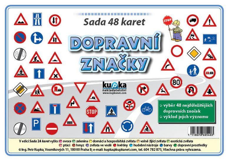 SADA 48 MALÝCH KARET-DOPRAVNÍ ZNAČKY