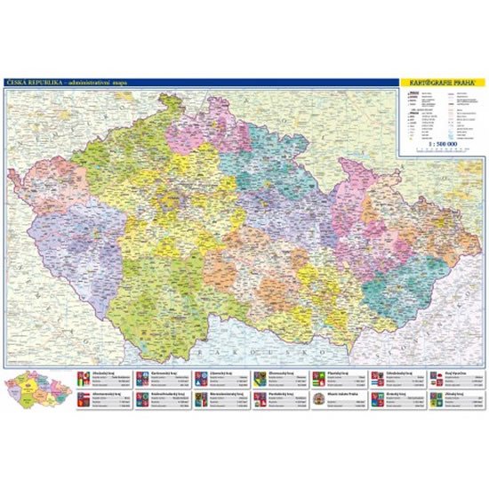 ČESKÁ REPUBLIKA ADMINISTRATIVNÍ NÁSTĚNNÁ MAPA