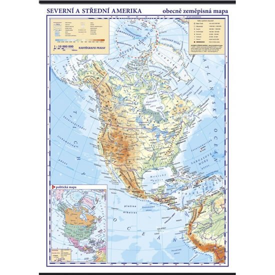 SEVERNÍ AMERIKA FYZICKÁ NÁSTĚNNÁ ŠKOLNÍ MAPA