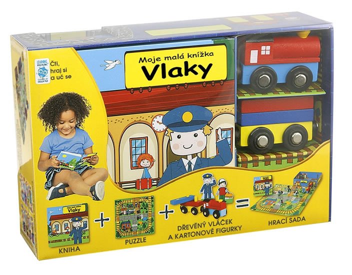 VLAKY (KNÍŽKA + PUZZLE + VLÁČEK + HRACÍ SADA)