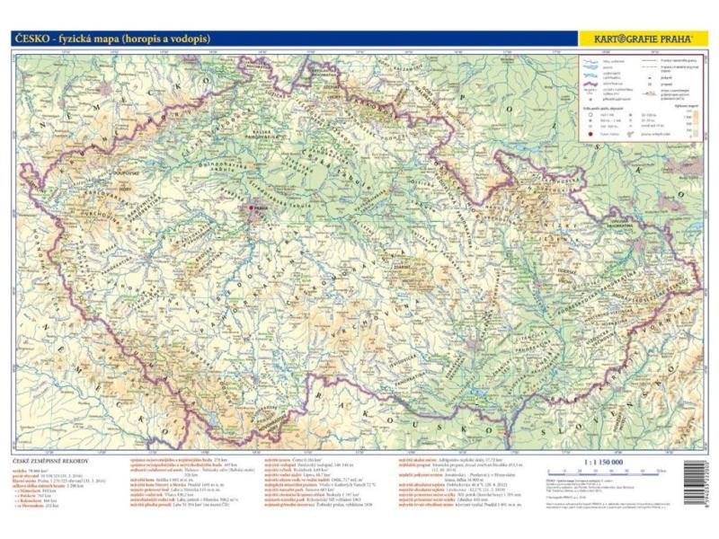 ČESKO - FYZICKÁ MAPA (A3)