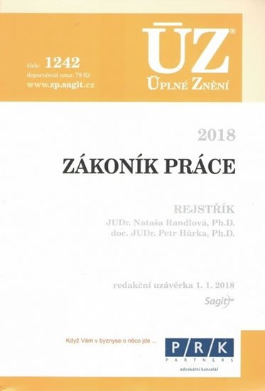 ÚZ 1242 ZÁKONÍK PRÁCE 2018 K 1/1/18