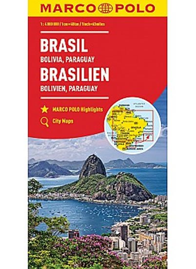 BRAZÍLIE,BOLÍVIE,PARAGUAY 1:4 000 000 AUTOMAPA
