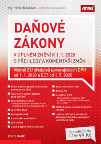 DAŇOVÉ ZÁKONY K 1.1.2020
