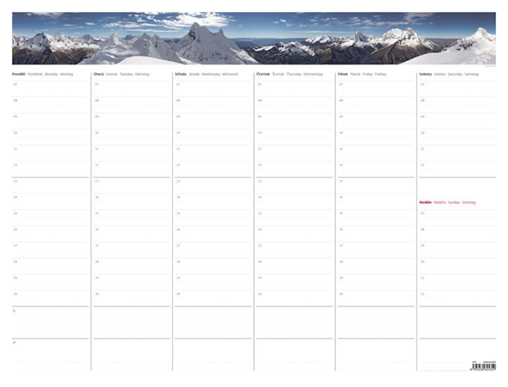 TÝDENNÍ PLÁNOVACÍ MAPA A2 S FOTOGRAFIÍ 2017 - STOLNÍ KALENDÁ