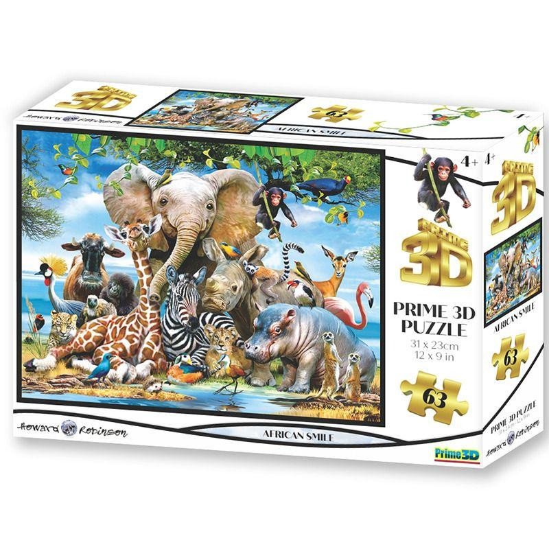 PUZZLE 3D AFRIKA ÚSMĚV 63 DÍLKŮ