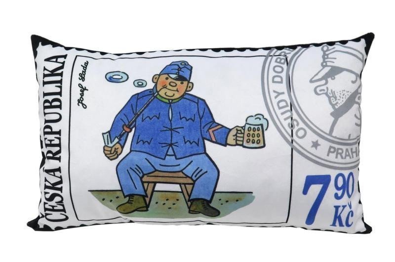 POLŠTÁŘ ŠVEJK PŮLLITR POŠTOVNÍ ZNÁMKA 43X25CM