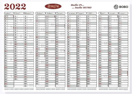 NÁSTĚNNÝ KALENDÁŘ 2022 PLÁNOVACÍ ROČNÍ MAPA RETRO SKLÁDANÁ