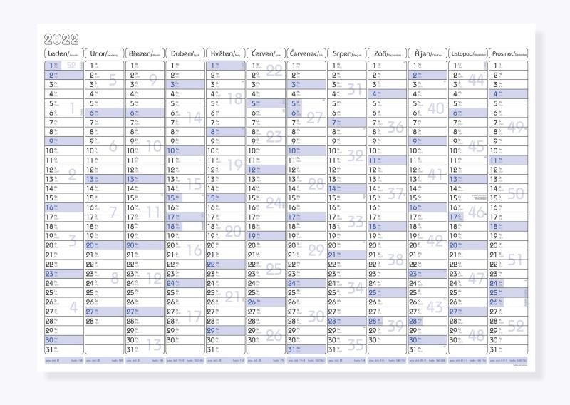 NÁSTĚNNÝ KALENDÁŘ 2022 PLÁNOVACÍ ROČNÍ MAPA B1 SKLÁDANÁ