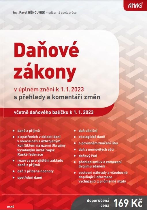 DAŇOVÉ ZÁKONY V ÚPLNÉM ZNĚNÍ K 1.1.2023