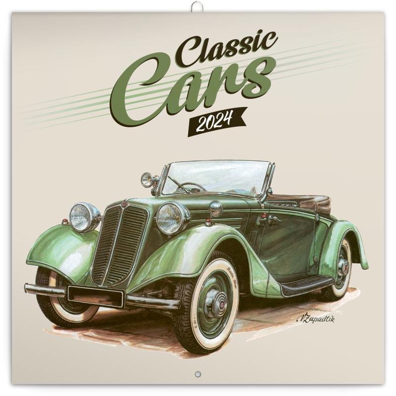 NÁSTĚNNÝ KALENDÁŘ 2024 CLASSIC CARS POZNÁMKOVÝ