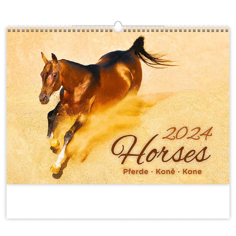 KALENDÁŘ HORSES KONĚ 2024 NÁSTĚNNÝ