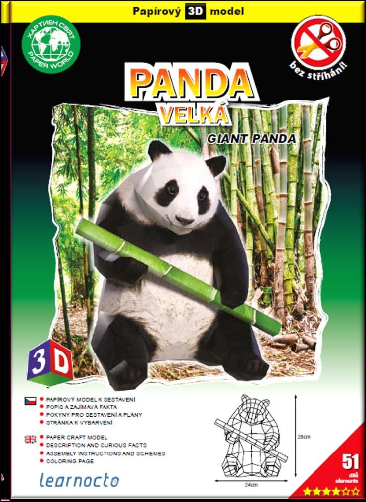 PANDA VELKÁ — PAPÍROVÝ 3D MODEL/51 DÍLKŮ