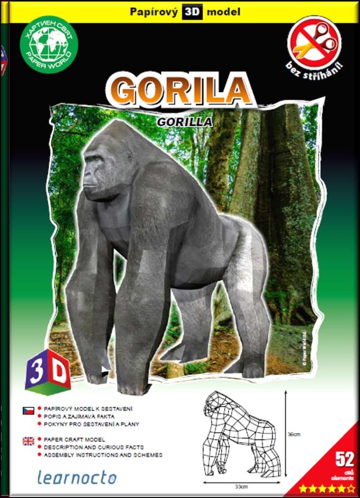 GORILA — PAPÍROVÝ 3D MODEL/52 DÍLKŮ