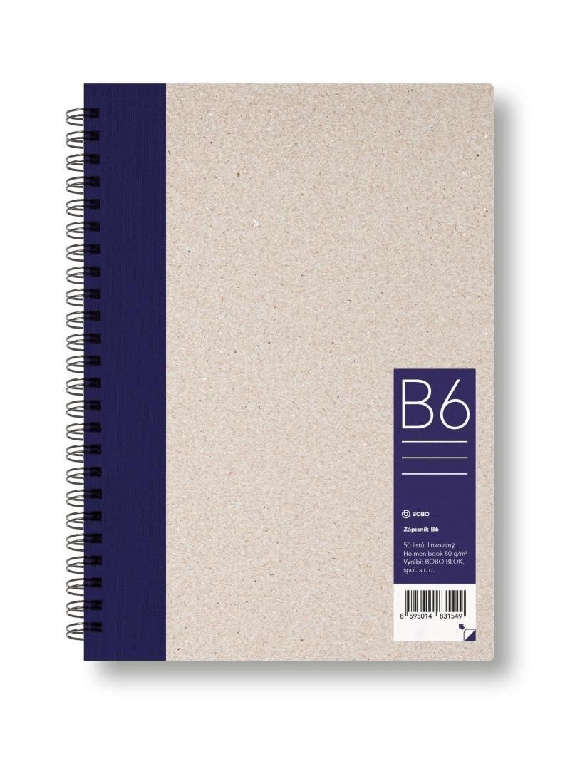 ZÁPISNÍK KROUŽKOVÝ B6 LINKA TMAVĚ MODRÝ 50 LISTŮ