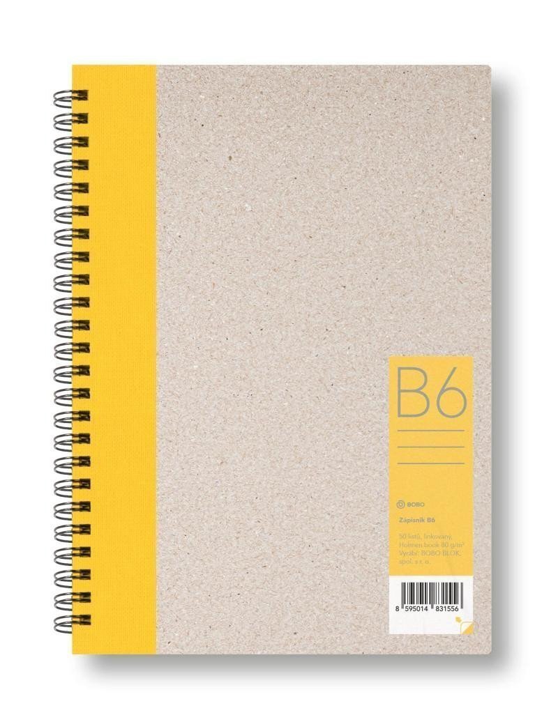 ZÁPISNÍK KROUŽKOVÝ B6 LINKA ŽLUTÝ 50 LISTŮ