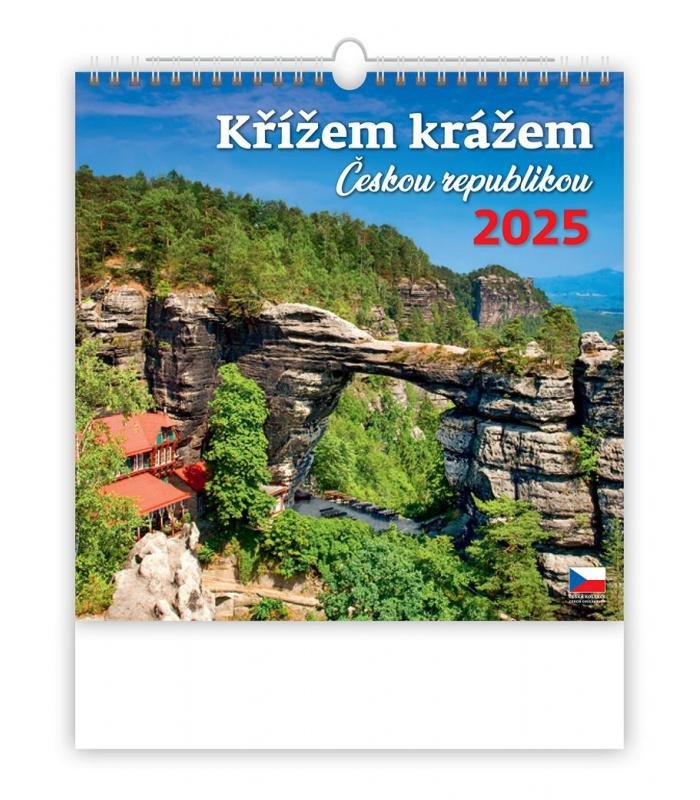 NÁSTĚNNÝ KALENDÁŘ 2025 KŘÍŽEM KRÁŽEM ČESKOU REPUBLIKOU