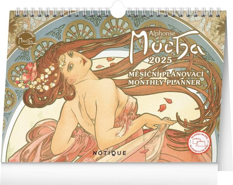 STOLNÍ KALENDÁŘ 2025 ALFONS MUCHA S HÁČKEM