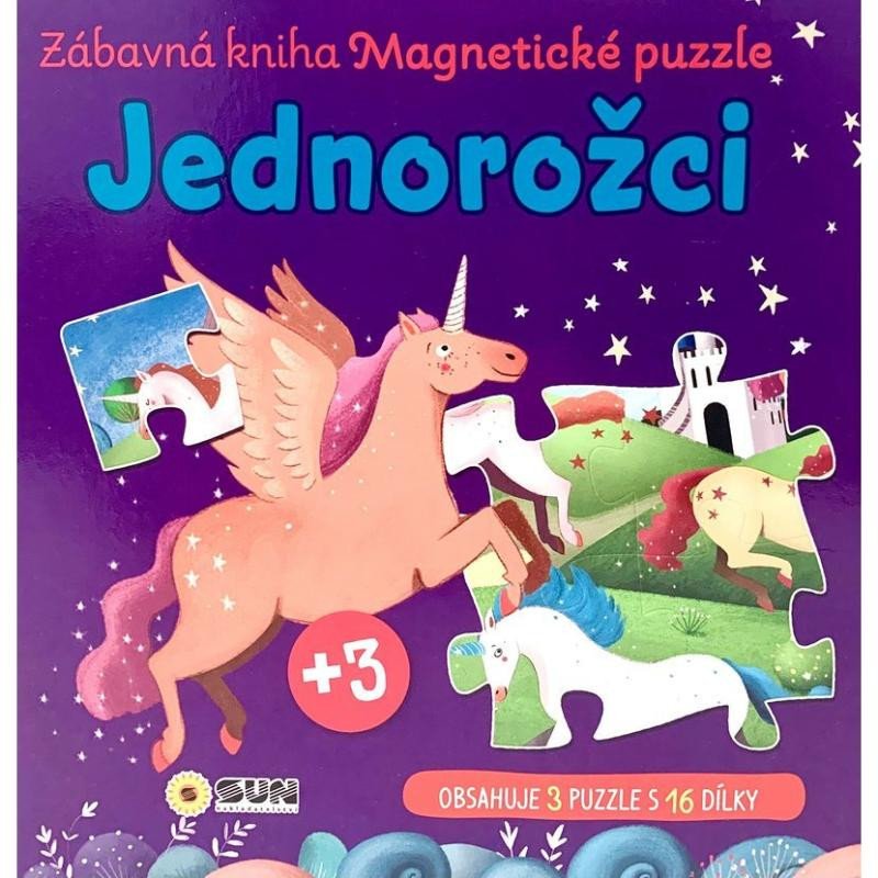 JEDNOROŽCI - ZÁBAVNÁ KNIHA MAGNETICKÉ PUZZLE