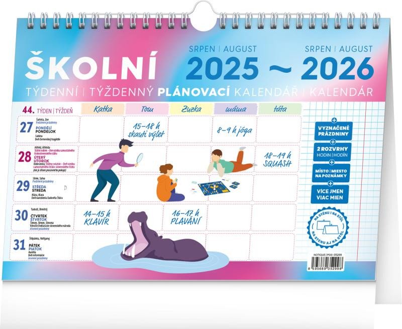 ŠKOLNÍ PLÁNOVACÍ KALENDÁŘ 2026 S HÁČKEM