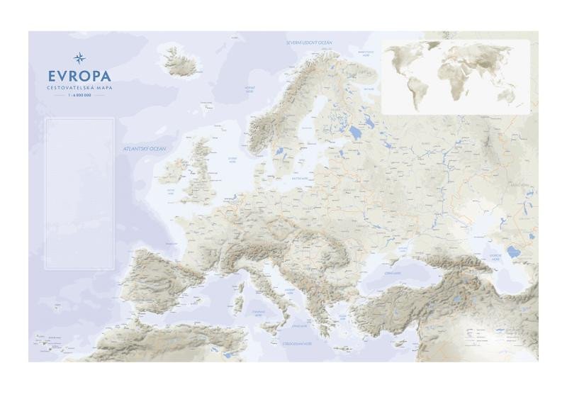 EVROPA - CESTOVATELSKÁ MAPA NA DESCE
