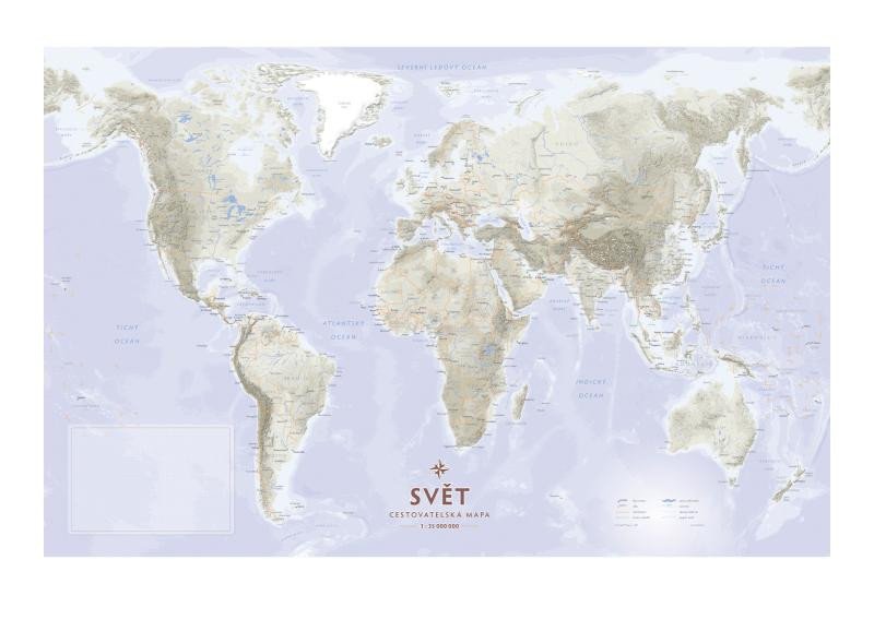 SVĚT - CESTOVATELSKÁ MAPA NA DESCE