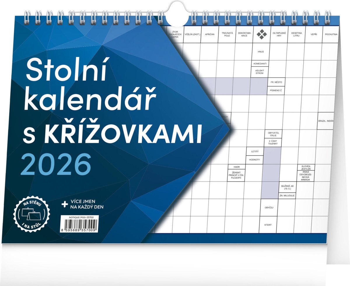 2026 S KŘÍŽOVKAMI STOLNÍ S EXTRA VELKÝM KALENDÁRIEM