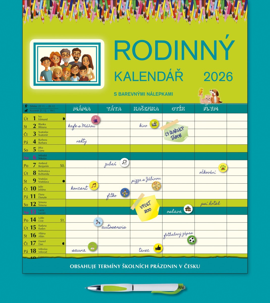 Obálka knihy RODINNÝ KALENDÁŘ 2026 S PEREM od autora <br>
