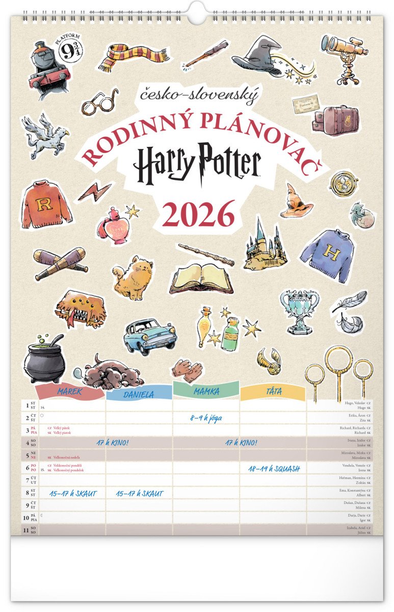 2026 RODINNÝ PLÁNOVAČ HARRY POTTER