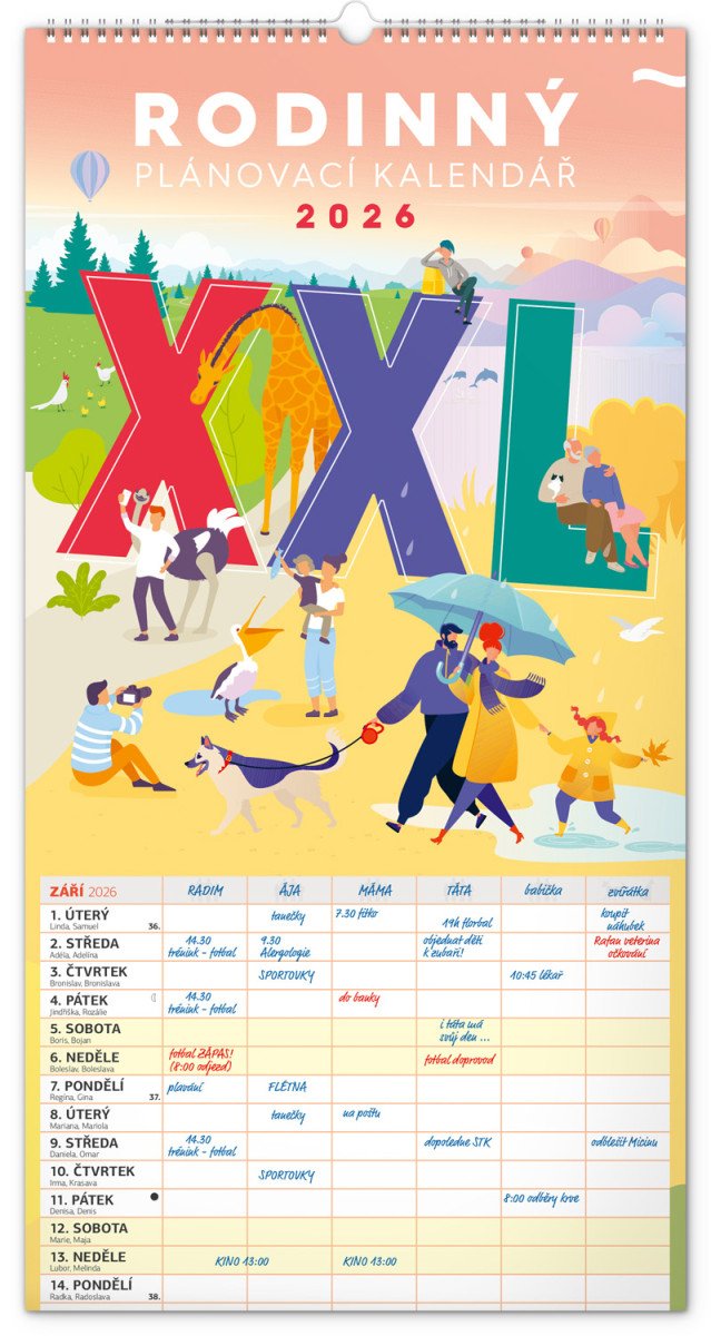 2026 RODINNÝ PLÁNOVACÍ XXL NÁSTĚNNÝ