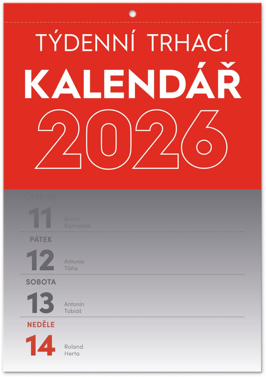 TRHACÍ TÝDENNÍ KALENDÁŘ 2026 KALENDÁŘ NÁSTĚNNÝ A5