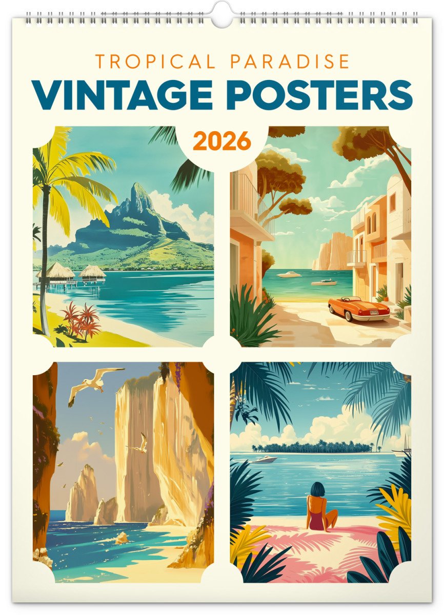 2026 VINTAGE PLAKÁTY TROPICKÉ RÁJE NÁSTĚNNÝ