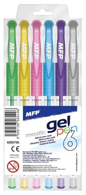 GEL PEN METALLIC 6KS