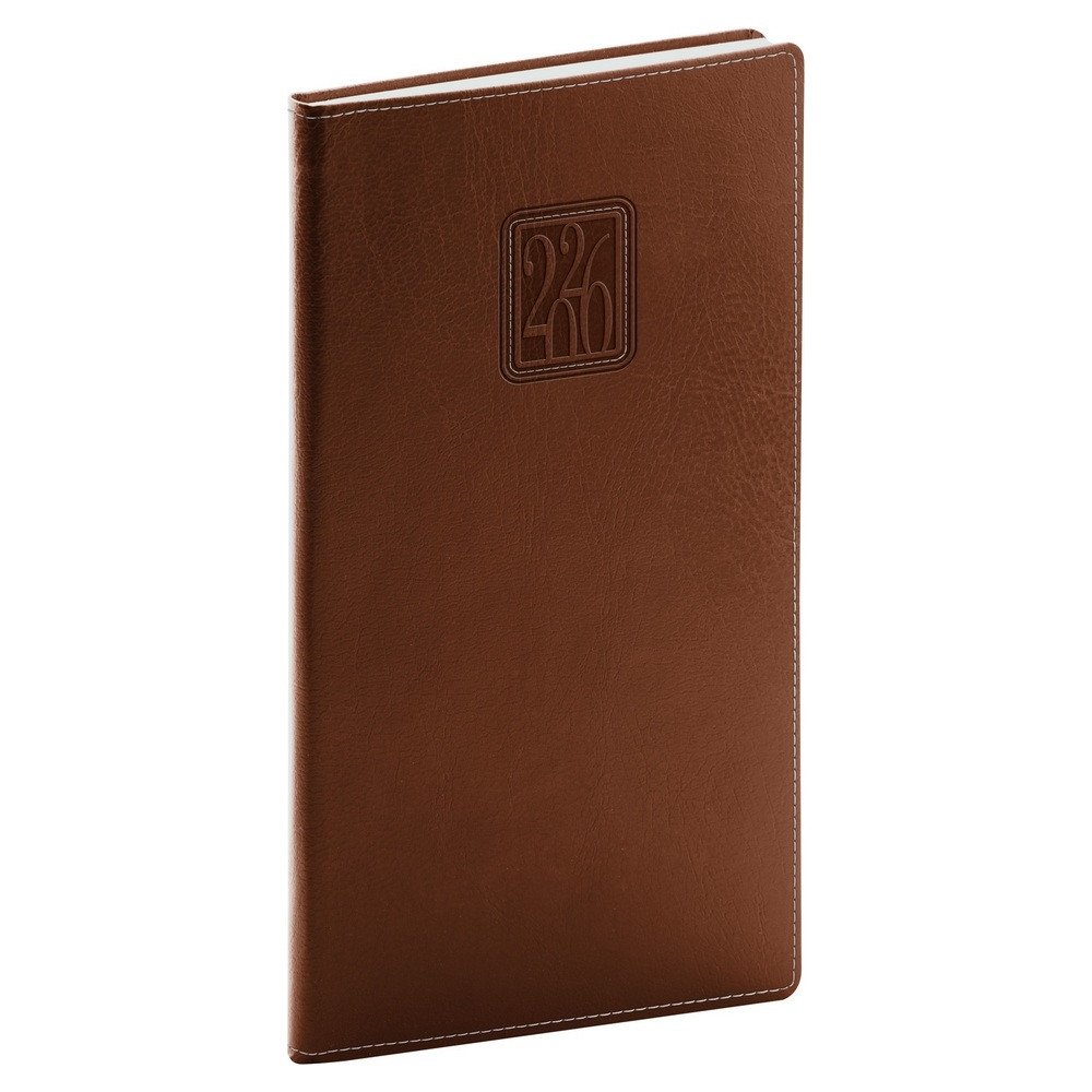 DIÁŘ 2026 KAPESNÍ PANAMA HNĚDÝ PROŠITÝ