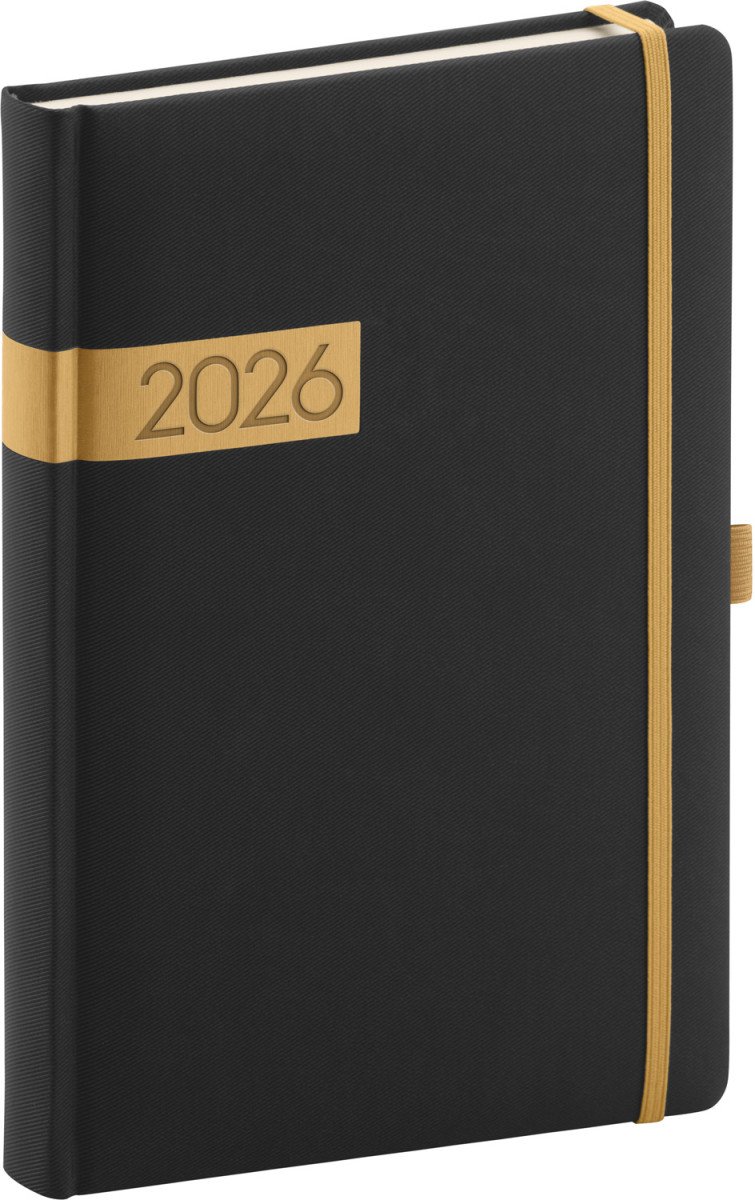 DIÁŘ 2026 DENNÍ TWILL ČERNOZLATÝ