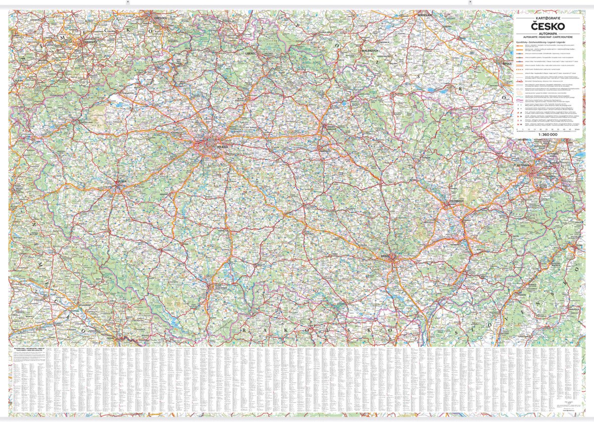 Obálka knihy ČESKO 1:360 000 NÁSTĚNNÁ AUTOMAPA od autora pouze osobní odběr