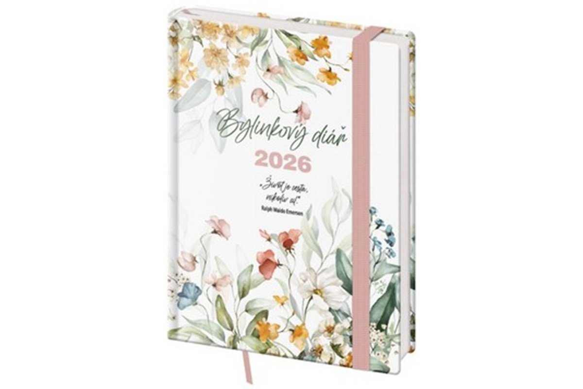 DIÁŘ 2026 TÝDENNÍ B6 BYLINKOVÝ FLOWERS S GUMIČKOU
