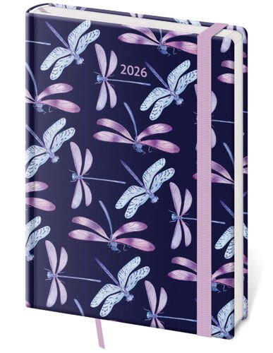 DIÁŘ 2026 TÝDENNÍ A5 VARIO DRAGONFLY S GUMIČKOU